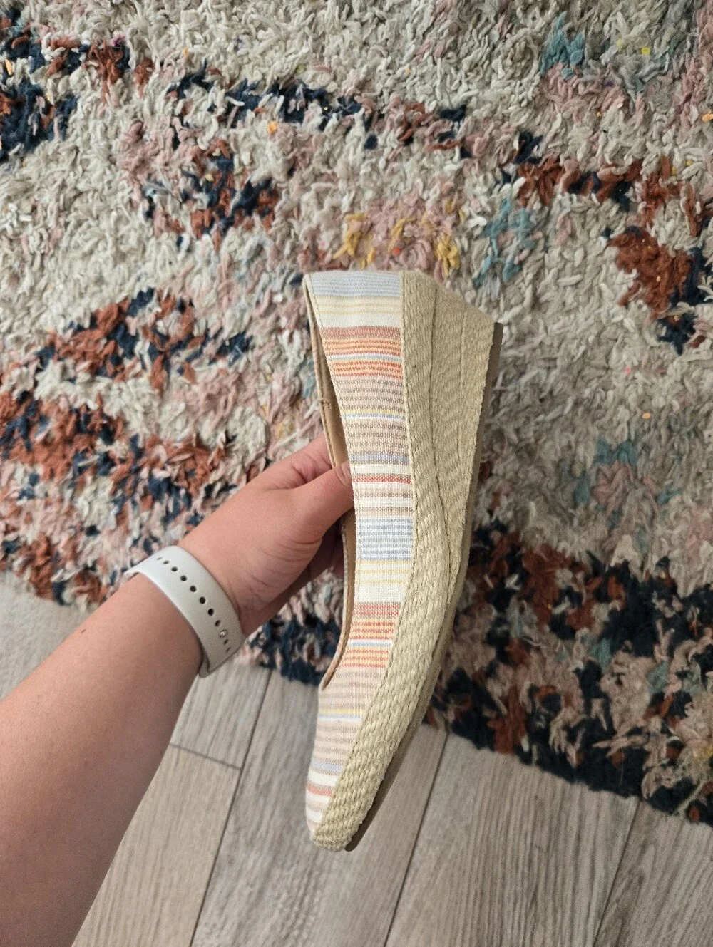 American Eagle Striped Espadrille Wedge Flats Multicolor Size 7.5